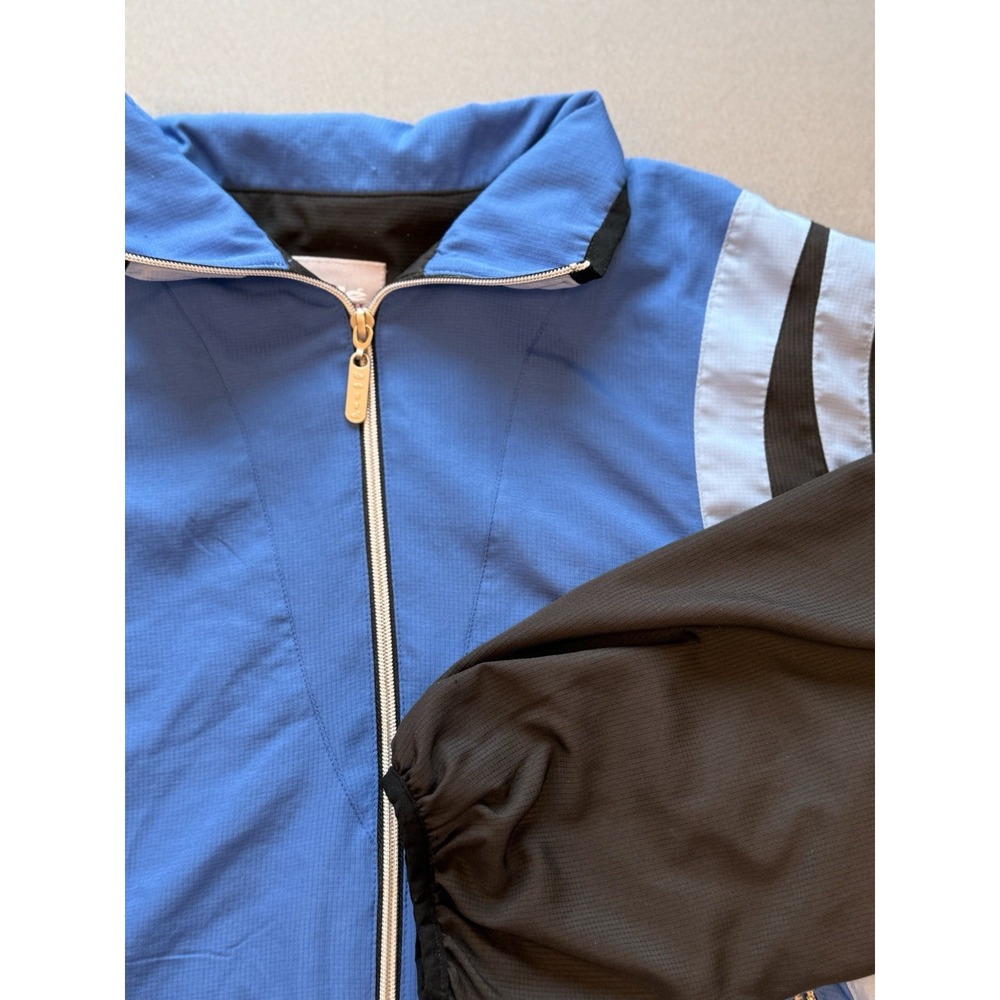 Bolle Women's Track Athletic Jacket Windbreaker Lightweight Blue Black‎ Sz Large